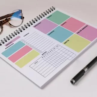 Planner Planejamento Semanal com 50 Folhas - Capa de Acetato e aramado - Anotações, Tarefas, Prioridades e Rotina.
